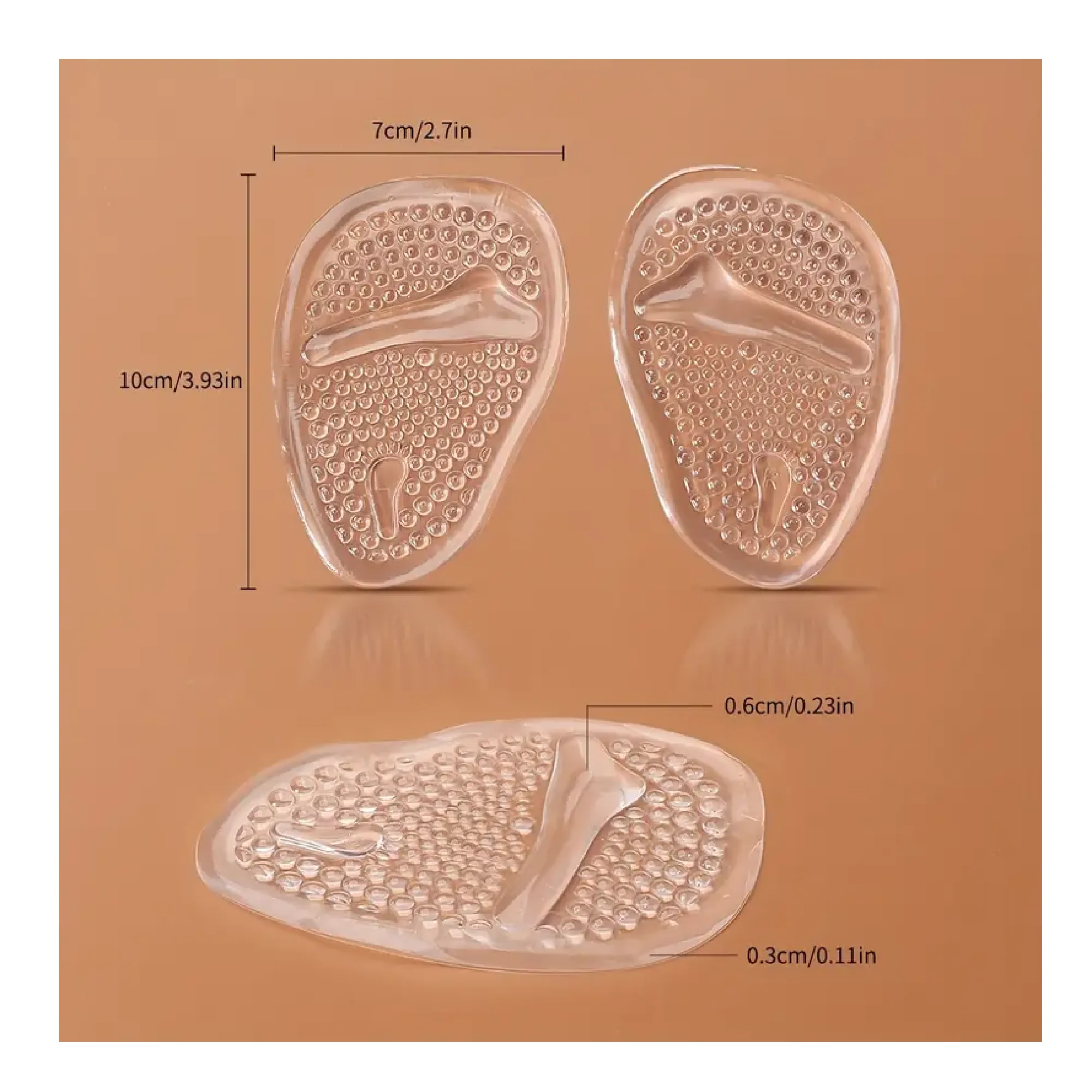 2pcs/pair Silicone Transparent Metatarsal Pads, Heel Inserts For Women