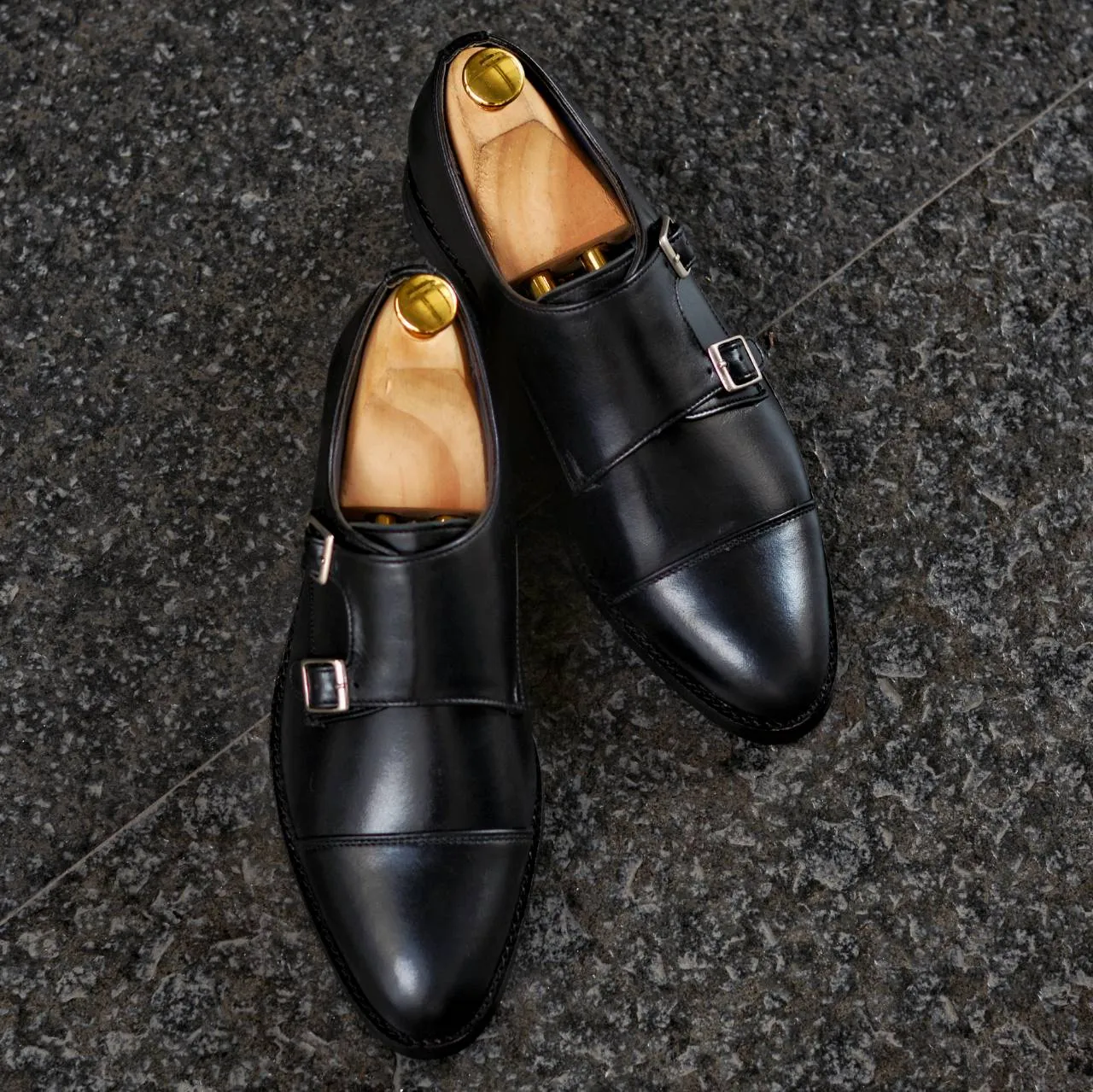 504 New Double Monk Strap Matt Black