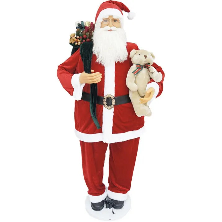 58" Dancing Santa with Teddy Bear