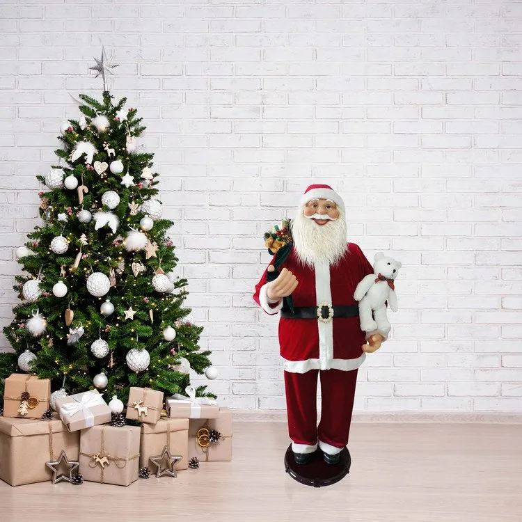 58" Dancing Santa with Teddy Bear