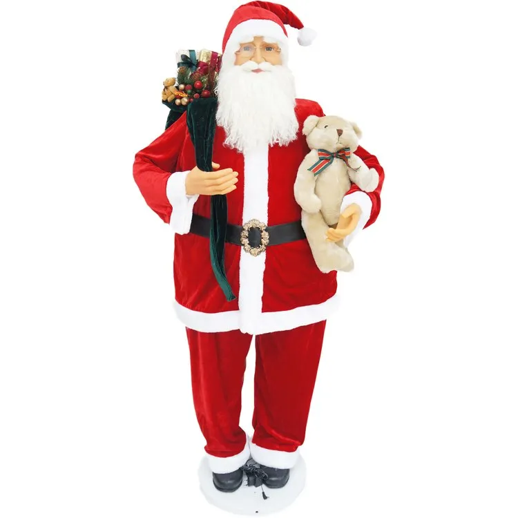 58" Dancing Santa with Teddy Bear