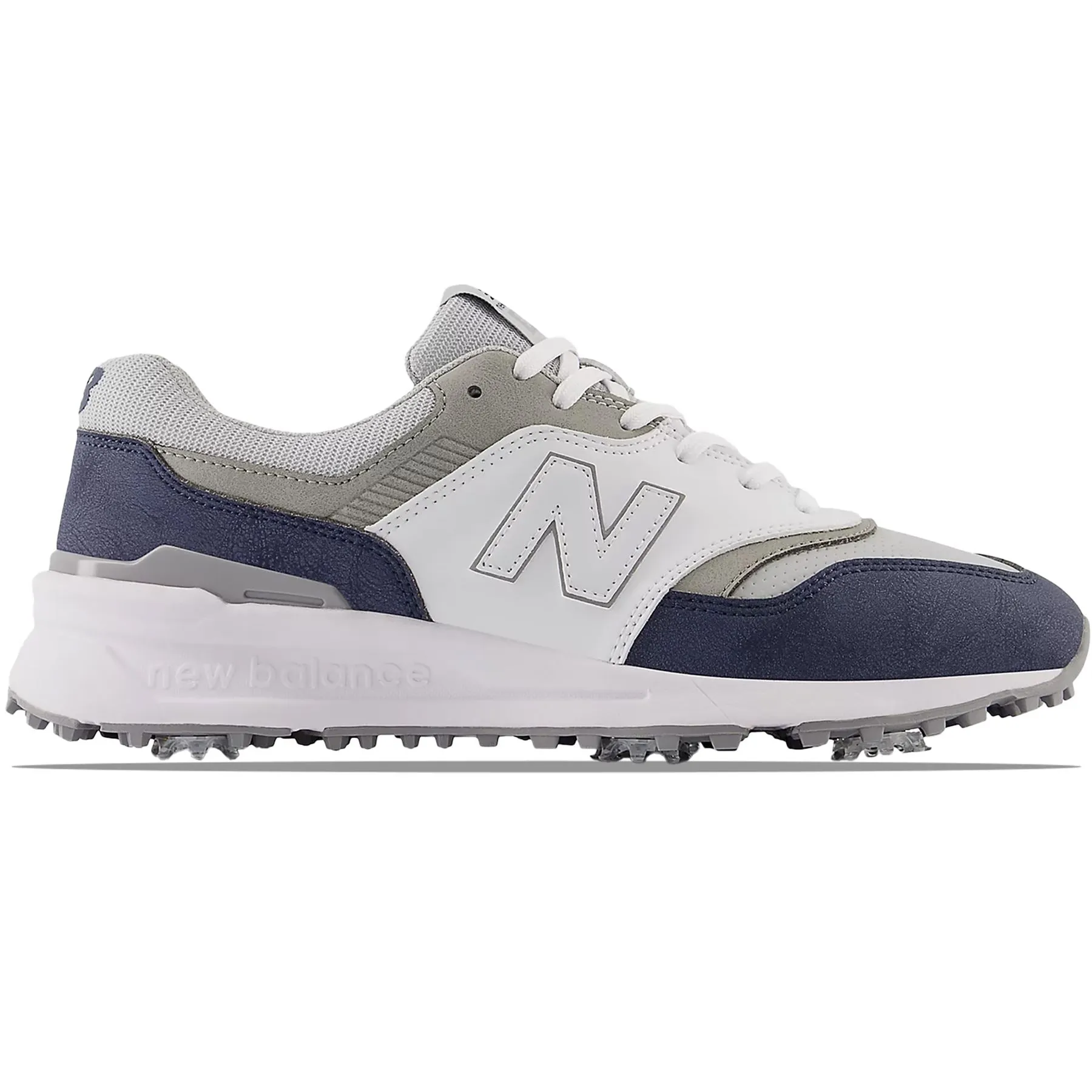 997 Waterproof Spiked Golf Shoes White/Navy - AW24