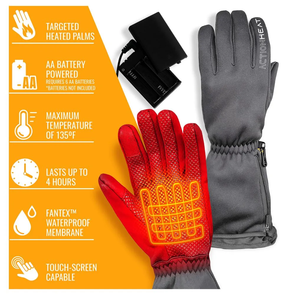 ActionHeat AA Battery-Powered Touch-Screen-Capable Heated Gloves for Ladies - L/XL