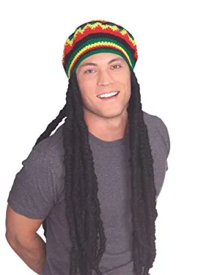 Adult Rasta Dreadlocks Costume Wig with Tam Hat