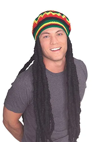 Adult Rasta Dreadlocks Costume Wig with Tam Hat