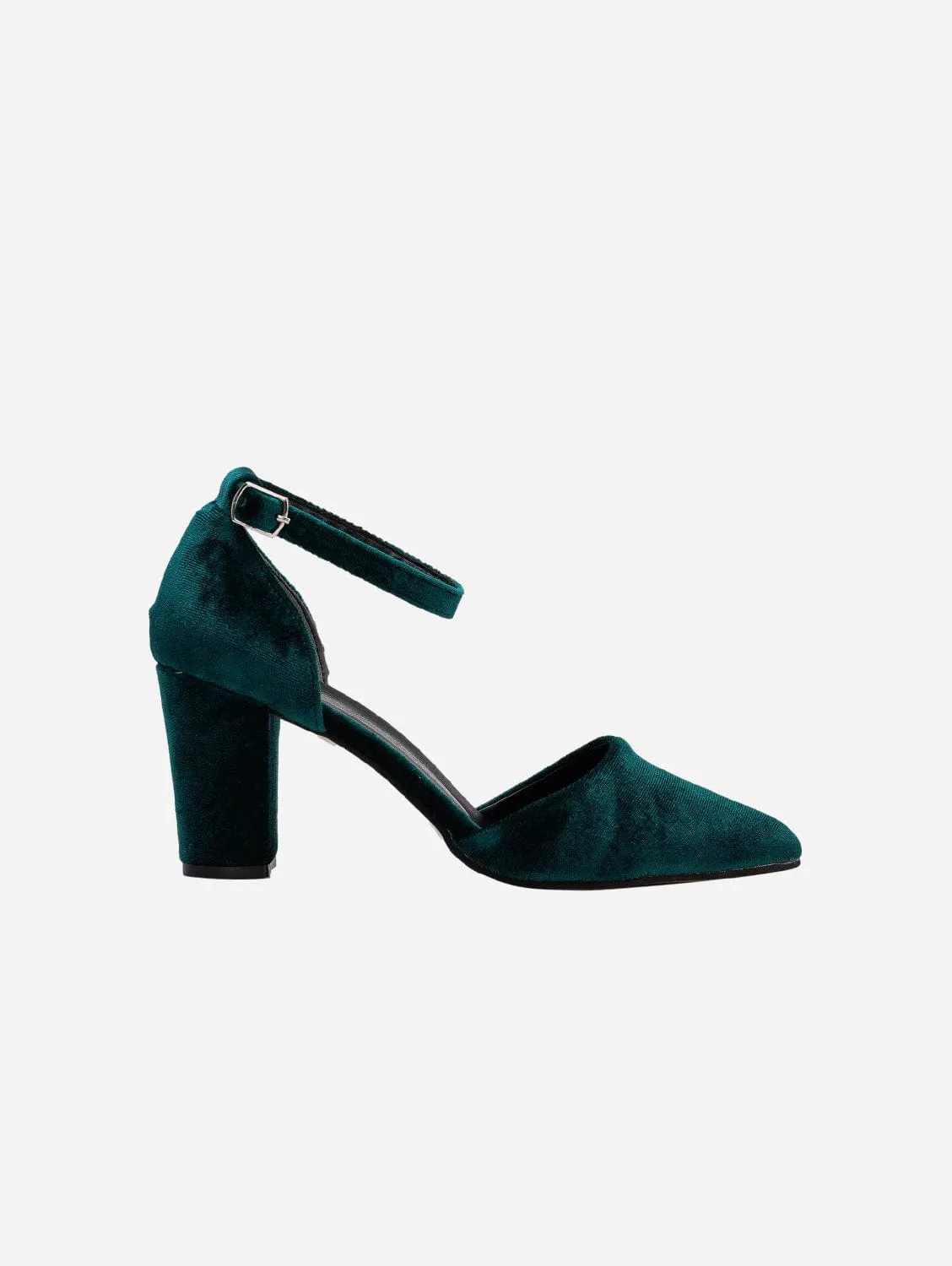 Agnes Velvet  Vegan Heels | Green