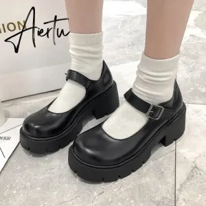 Aiertu Shoes Lolita Shoes Women Japanese Style Mary Jane Shoes Women Vintage Girls High Heel Platform Shoes College Student Size 40