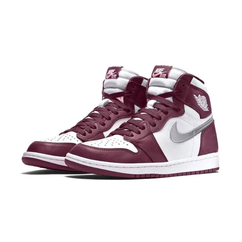 Air Jordan 1 High GS Bordeaux Metallic Silver White