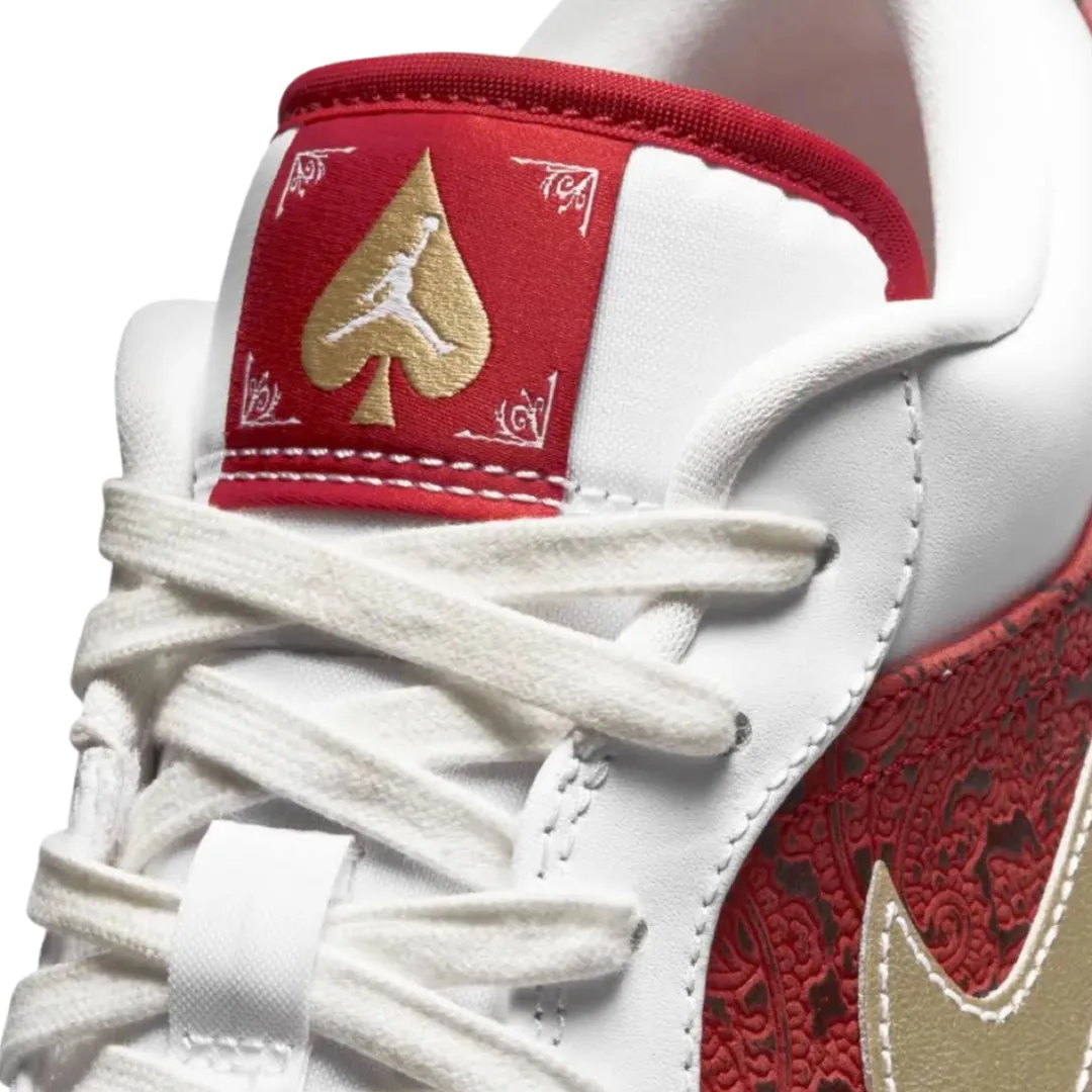 Air Jordan 1 Low Spades White Metallic Gold University Red Sail