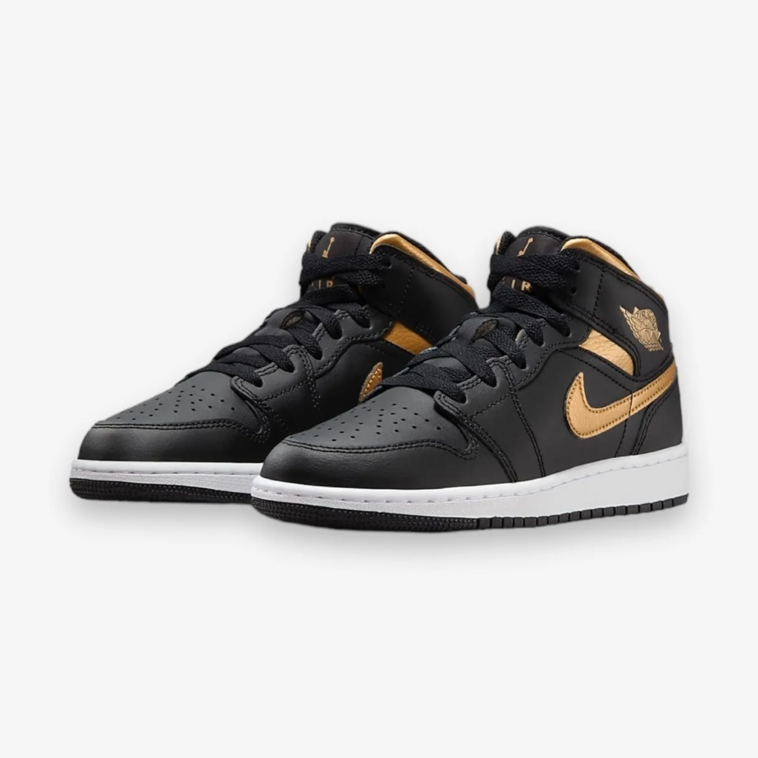 AIR JORDAN 1 MID GS BLACK/METALLIC GOLD-WHITE DQ8423-071