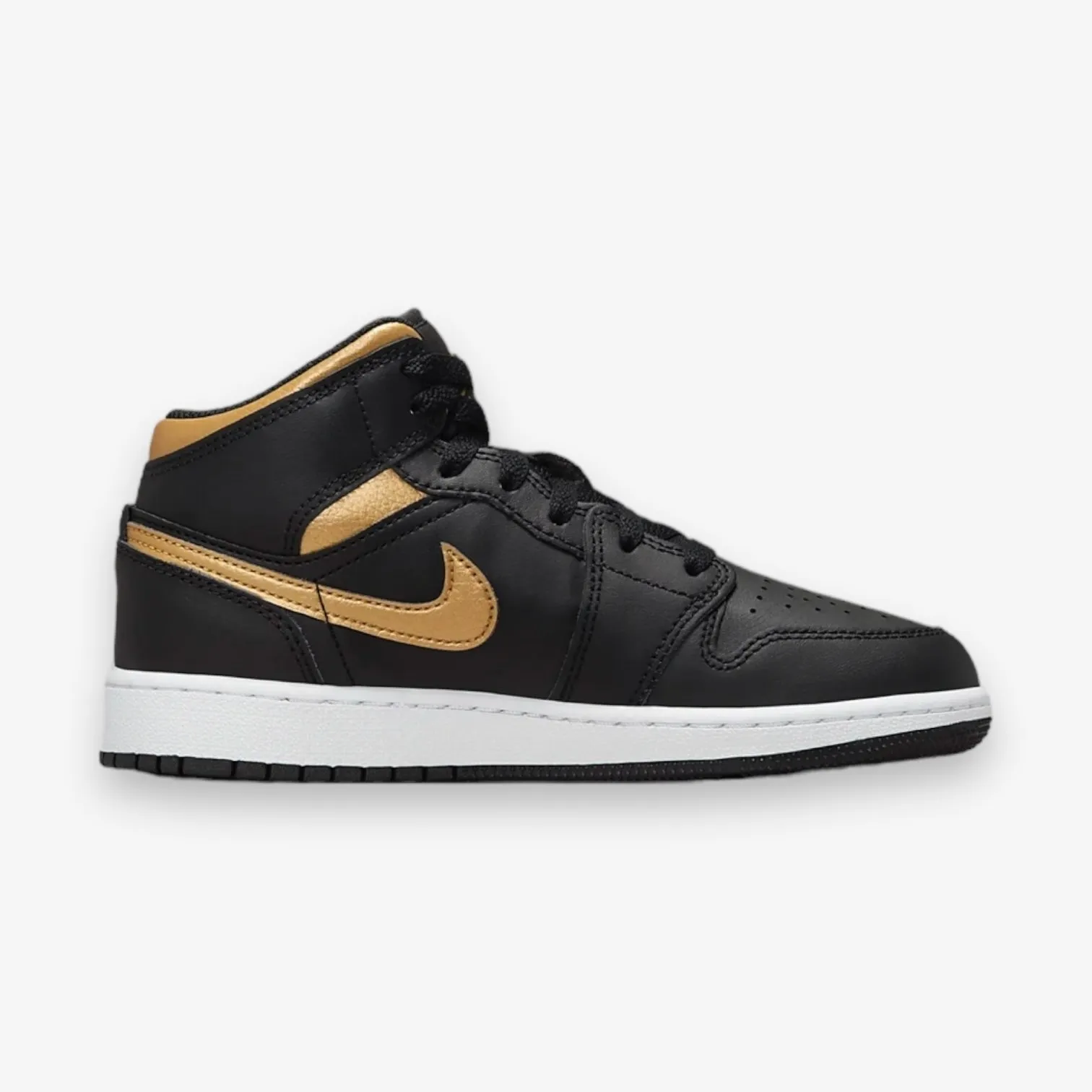 AIR JORDAN 1 MID GS BLACK/METALLIC GOLD-WHITE DQ8423-071