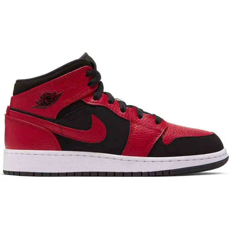 Air Jordan 1 Mid Reverse Bred Black White Gym Red