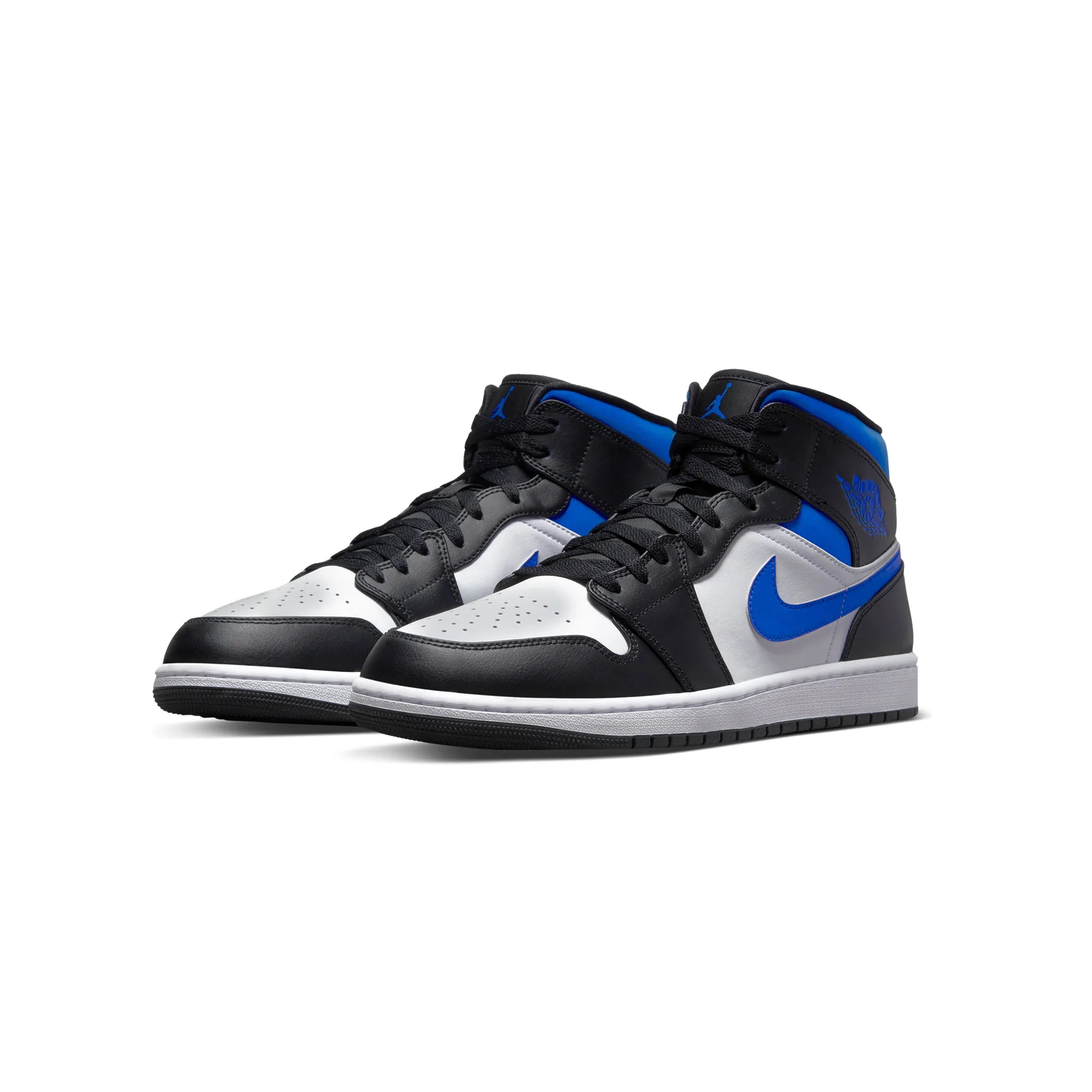 Air Jordan Mens 1 Mid Shoes White/Racer Blue/Black