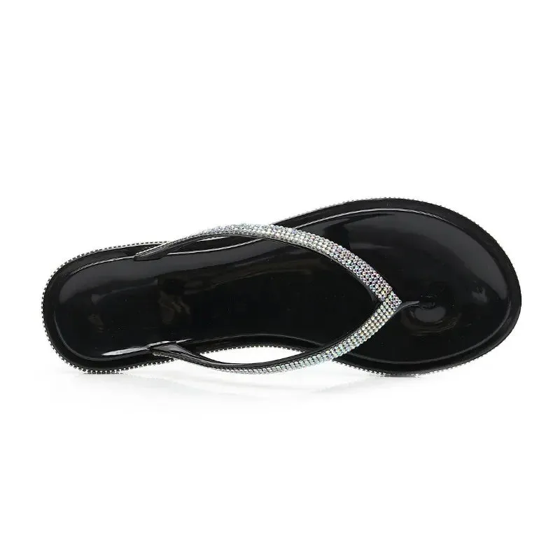 AMOZAE-- Transparent Rhinestone Flip Flops