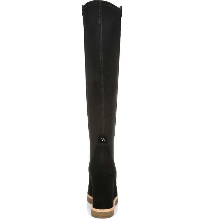 Andora Knee High Wedge Boot - Black Suede