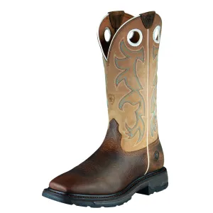 Ariat Mens Workhog Wide Square Toe Tall Steel Toe Work Boot Earth