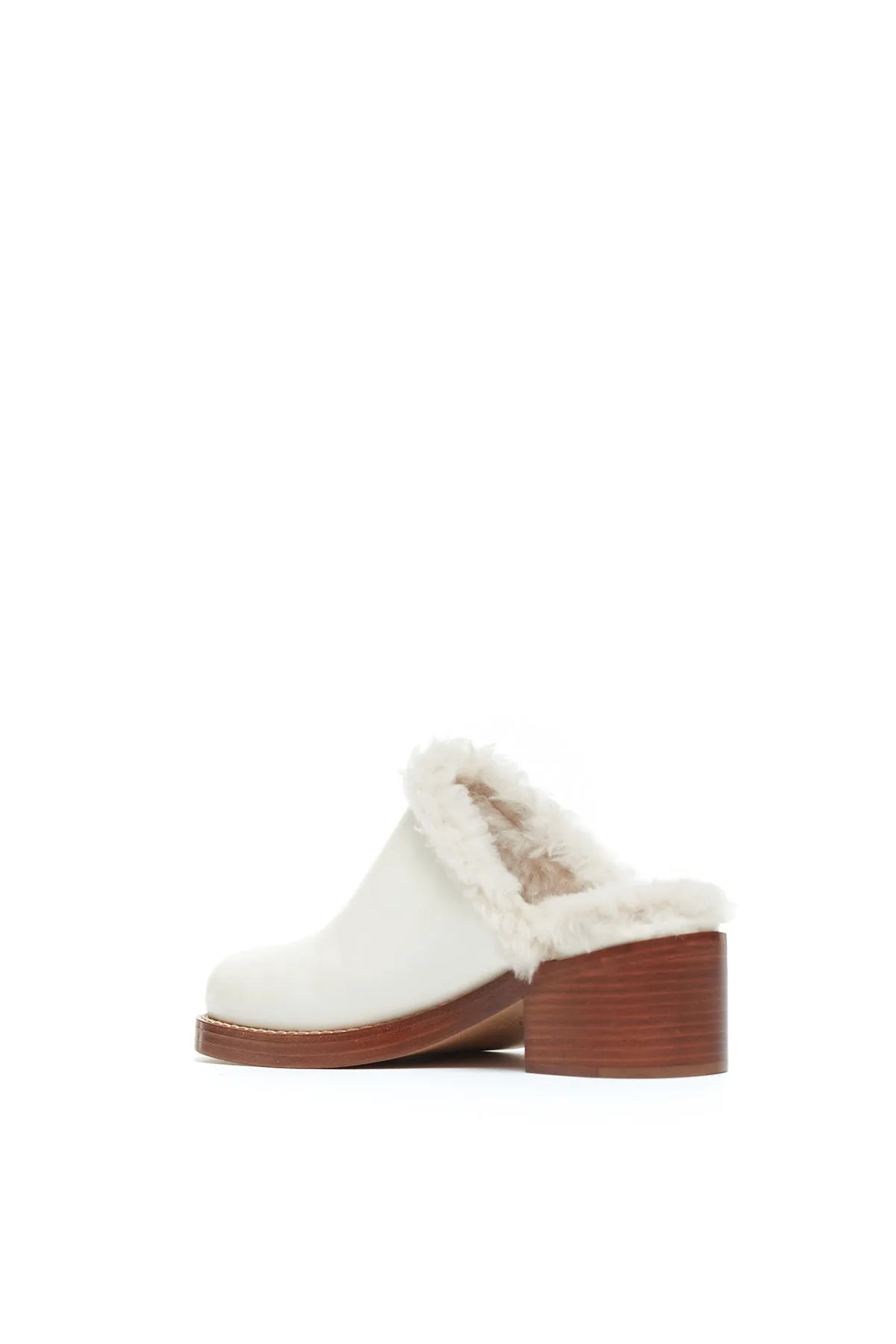 Armin Fur Mules in Cream Leather