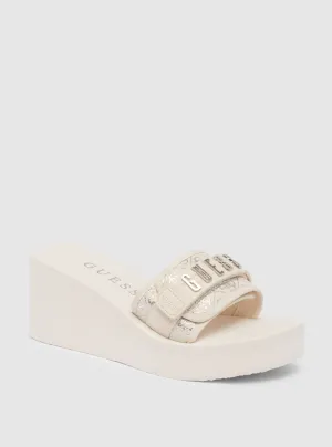 Beige Dellean Platform Wedge Sandals