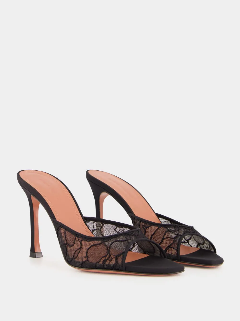 Black Alexa Lace High-Heel Mules