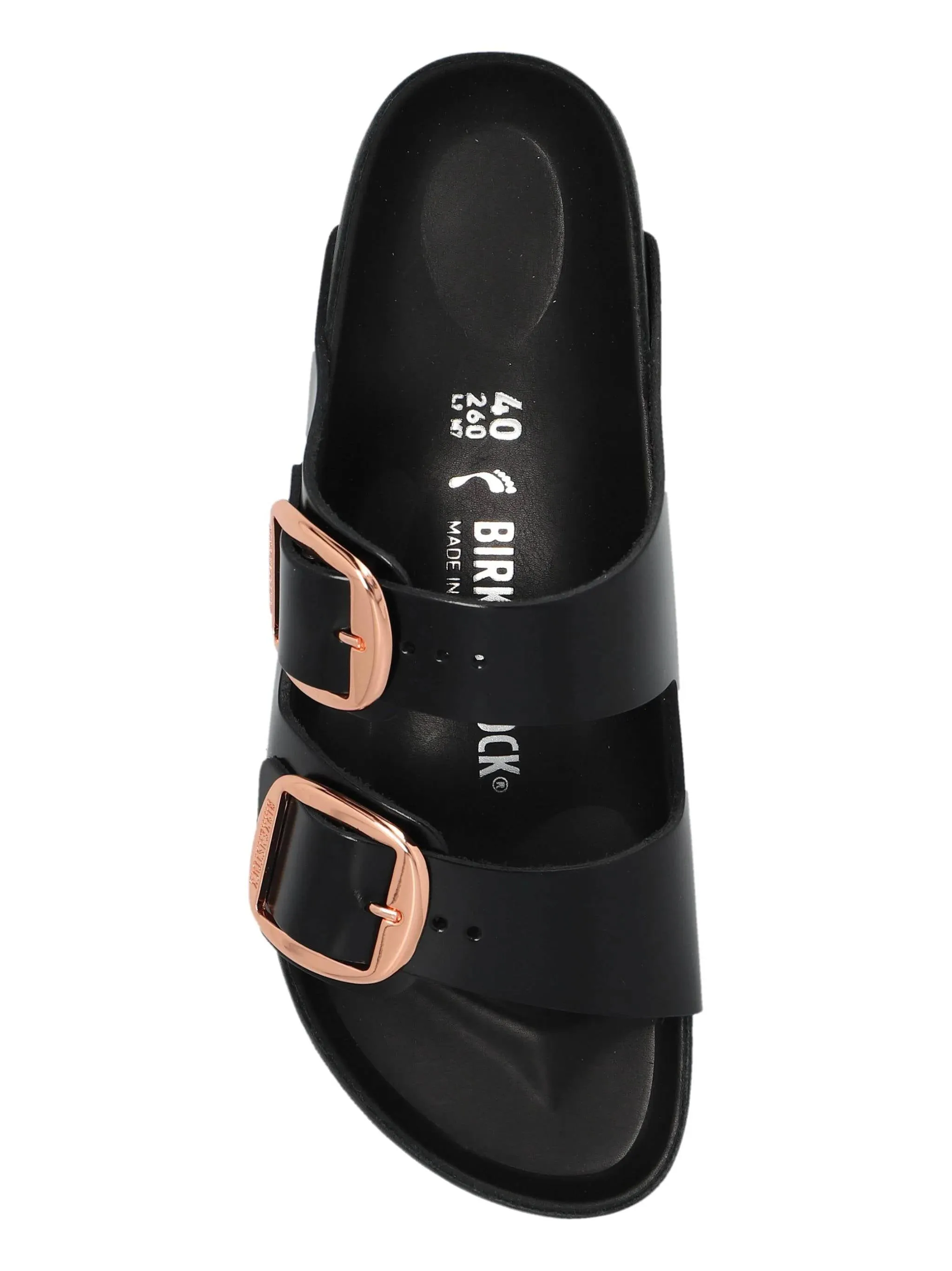 Black Leather Big Buckle Sandals