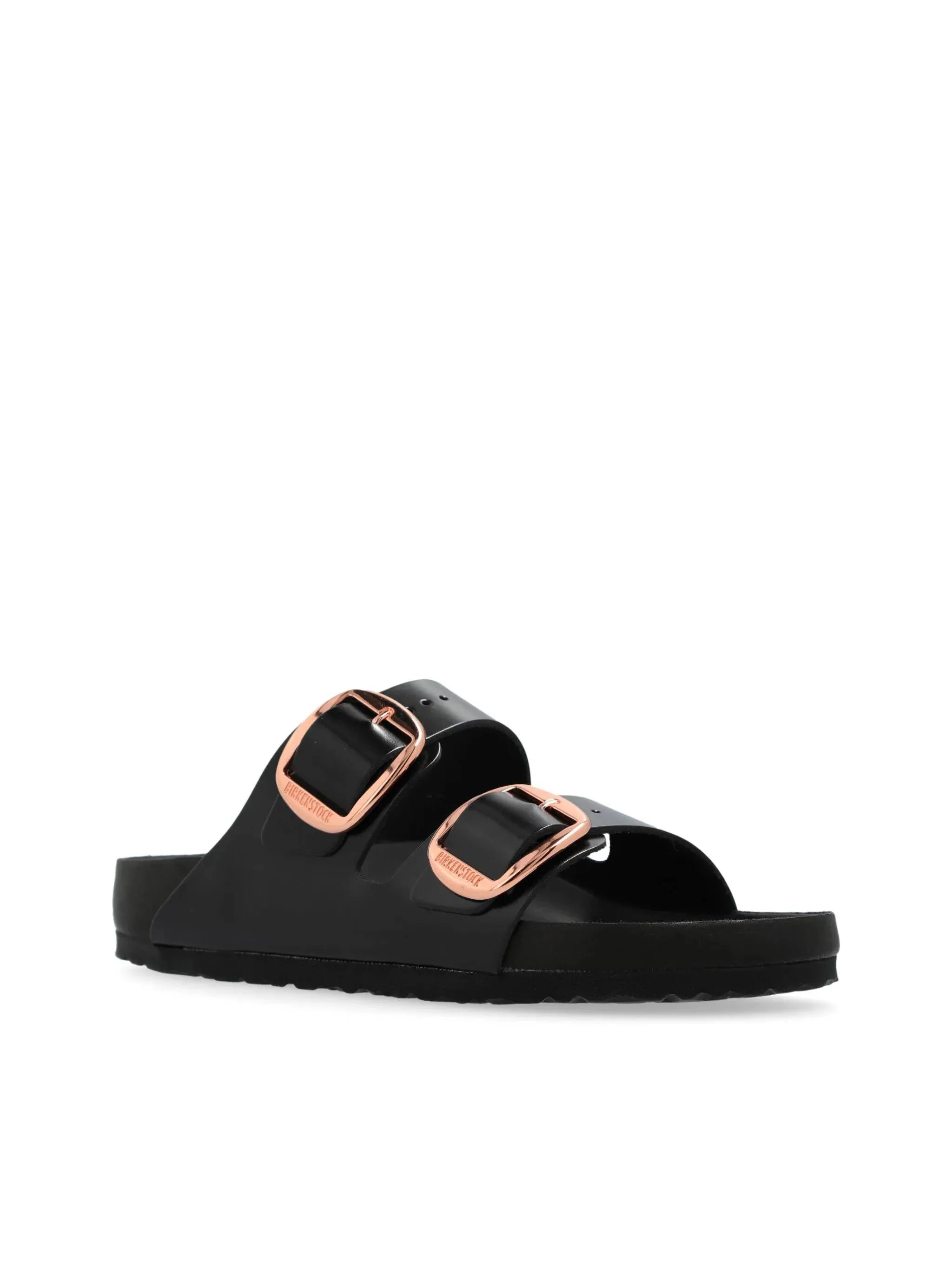 Black Leather Big Buckle Sandals