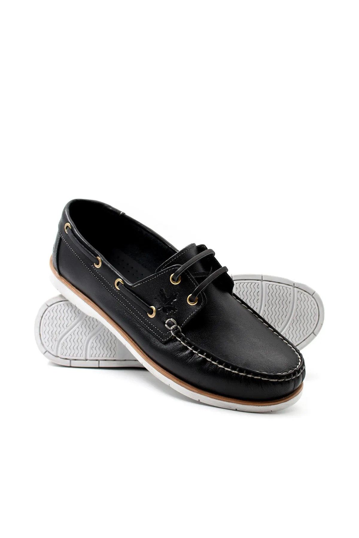 Black Leather Boat Shoes Wessi