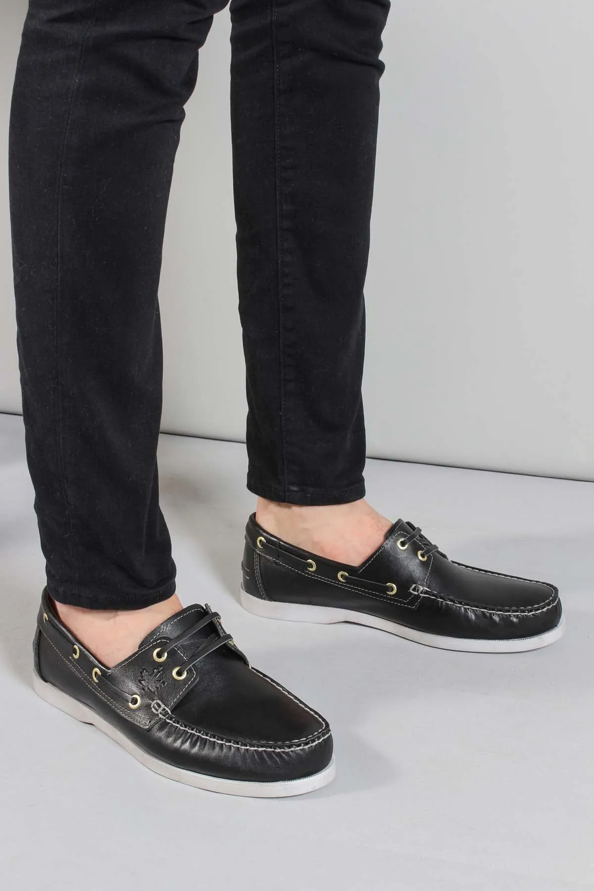 Black Leather Boat Shoes Wessi