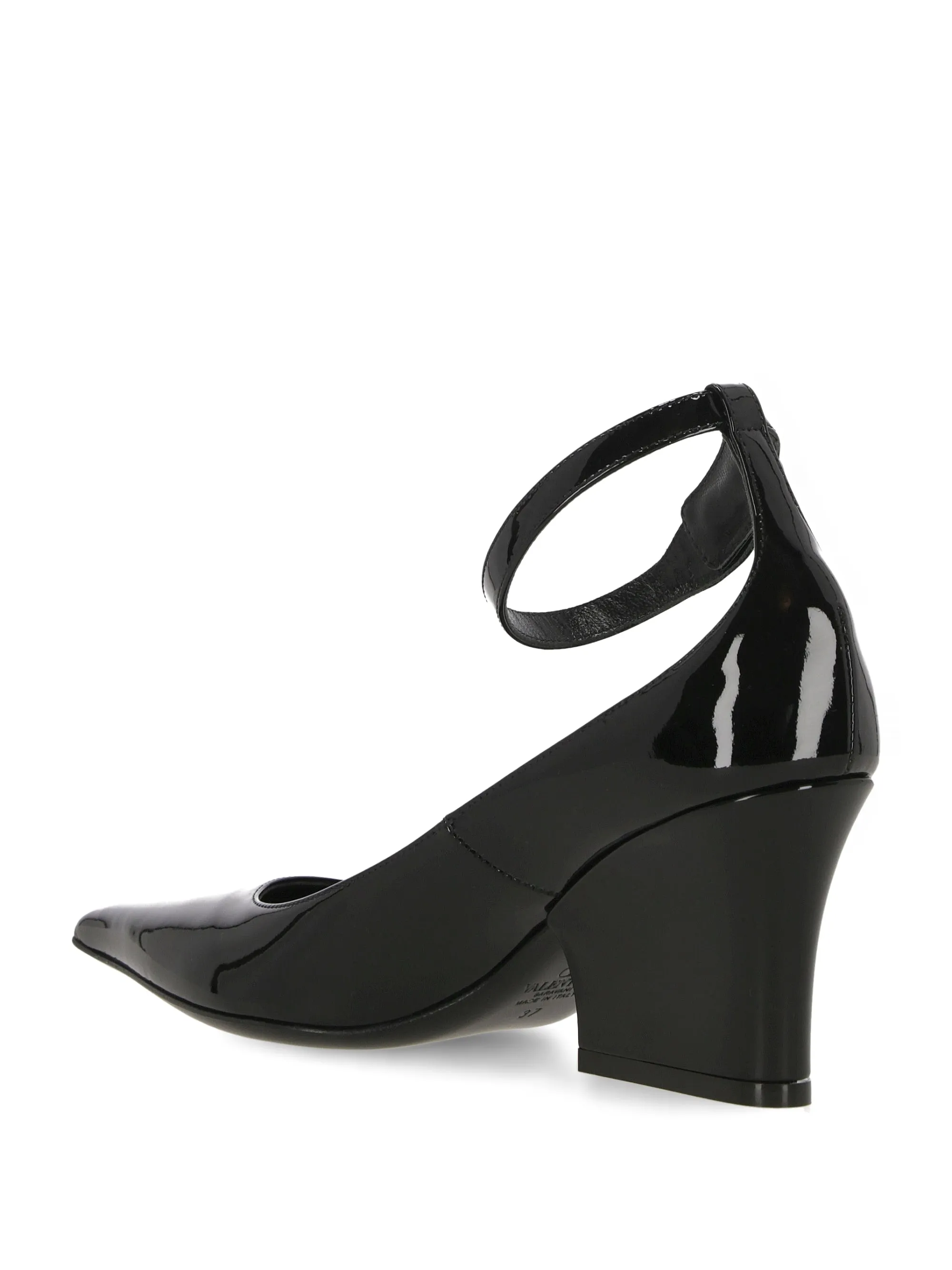 Black Patent Leather High Wedge Sandals