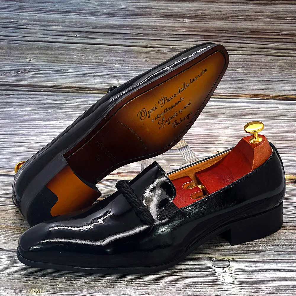 Black Patent Leather Loafers Shoes