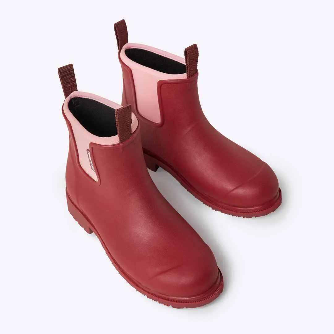 Bobbi Red Wellington Boot // Beetroot & Light Pink