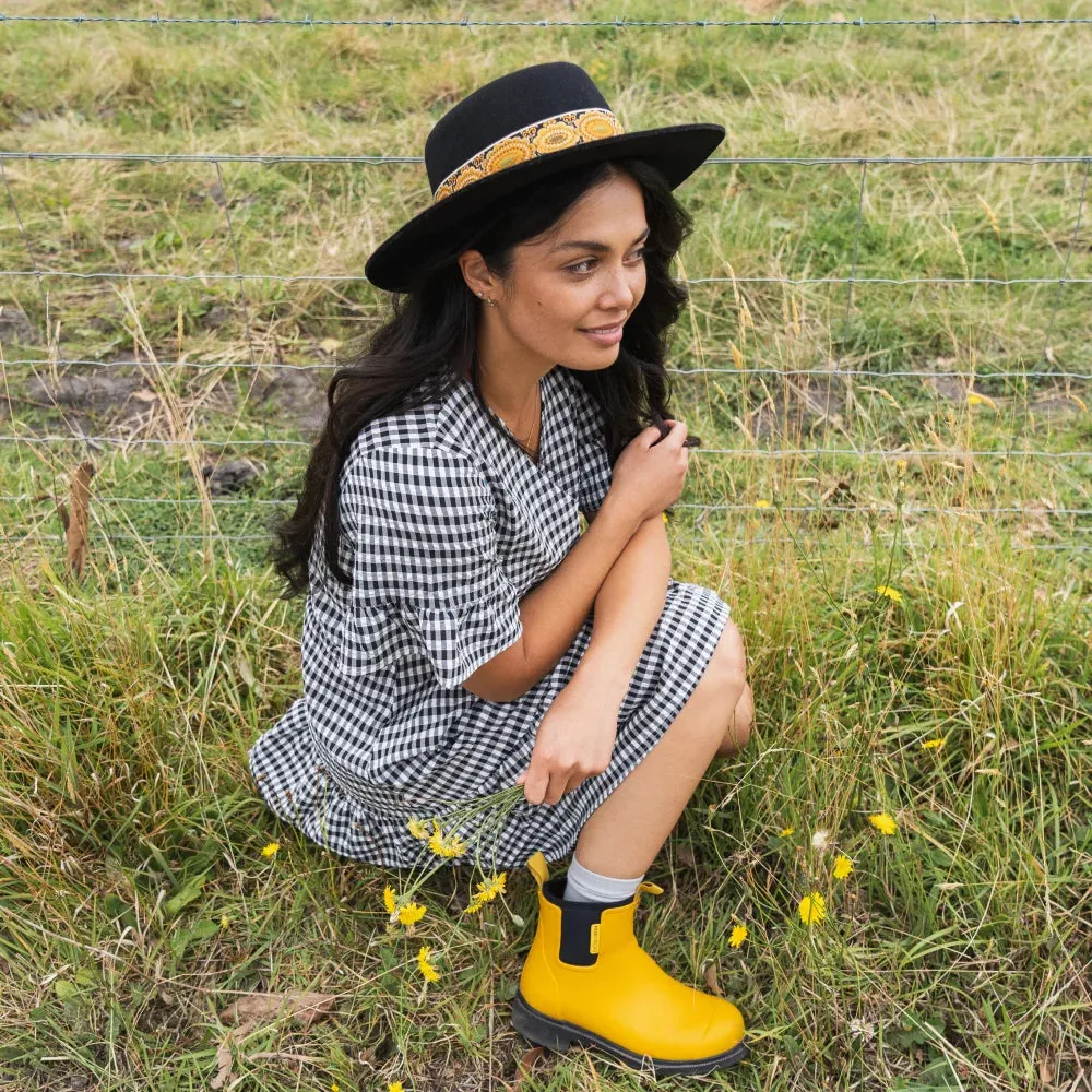 Bobbi Wellington Boot // Mustard Yellow & Black