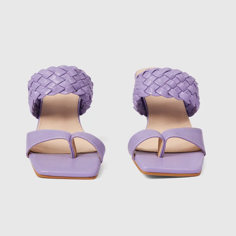 Braided Strap Chunky Sandals Purple