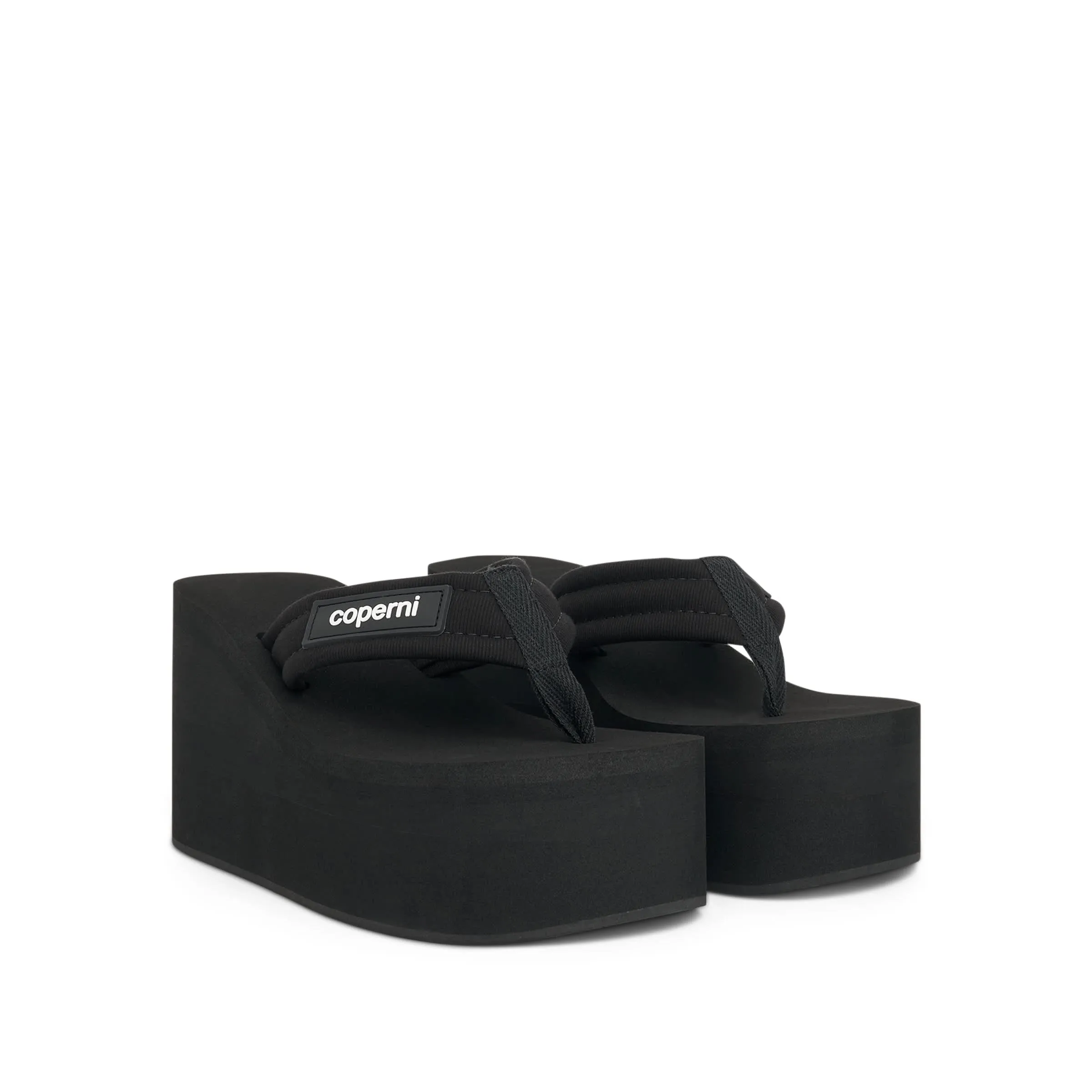 Branded Wedge Sandal in Black