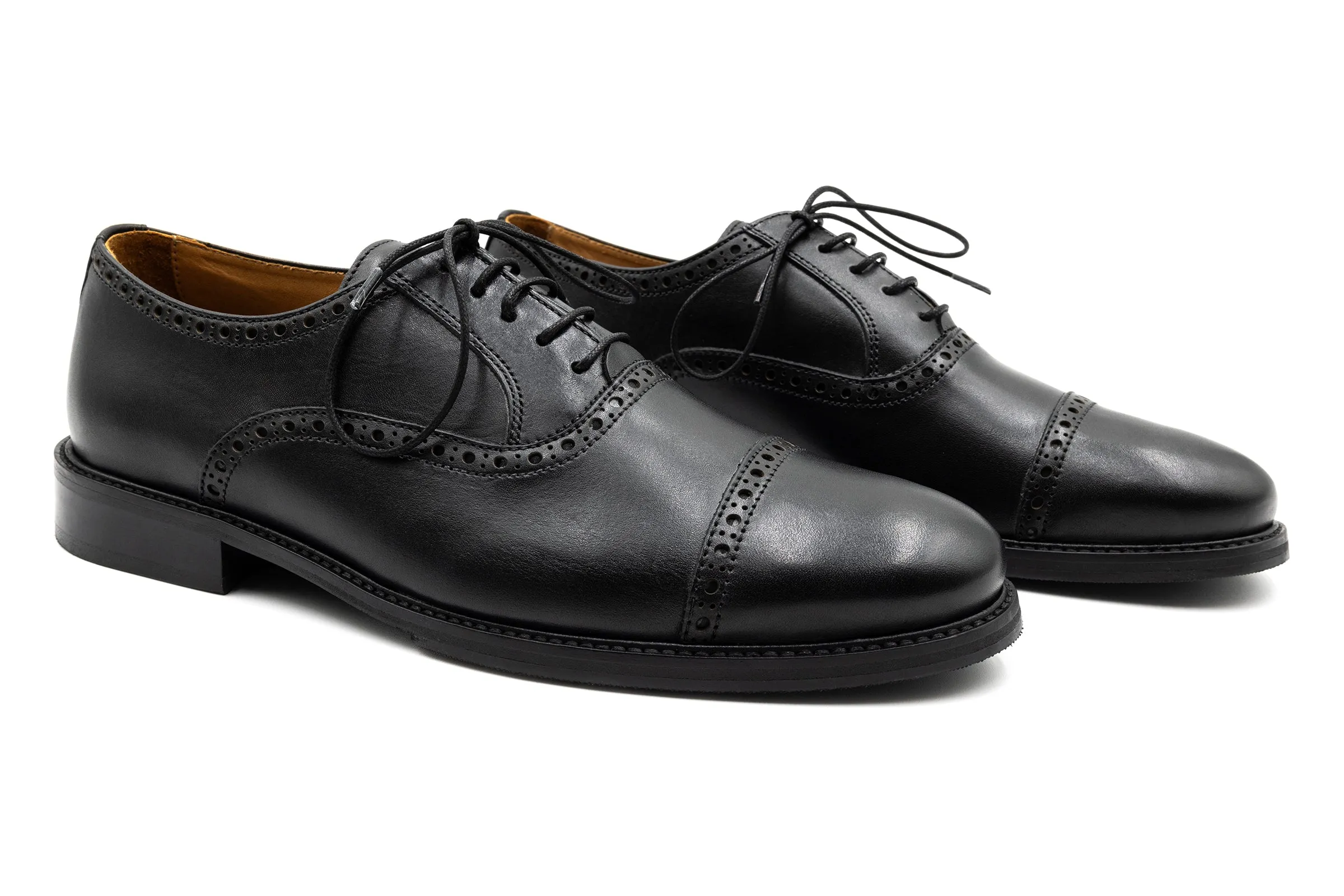 Cambridge Calf Leather Cap Toe - Black