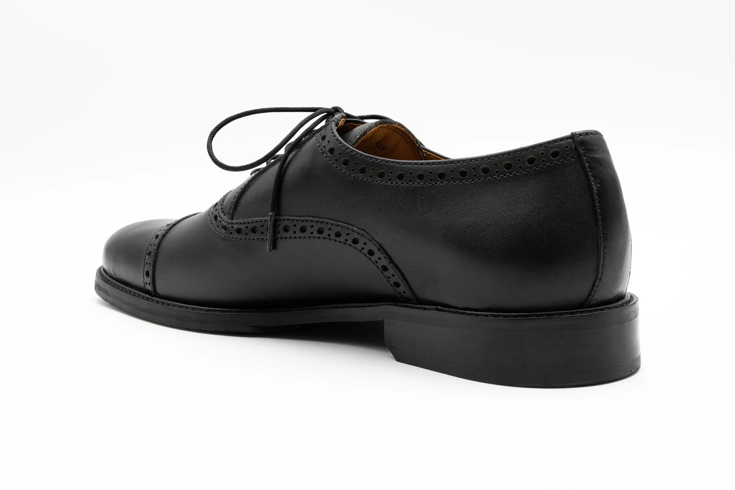 Cambridge Calf Leather Cap Toe - Black