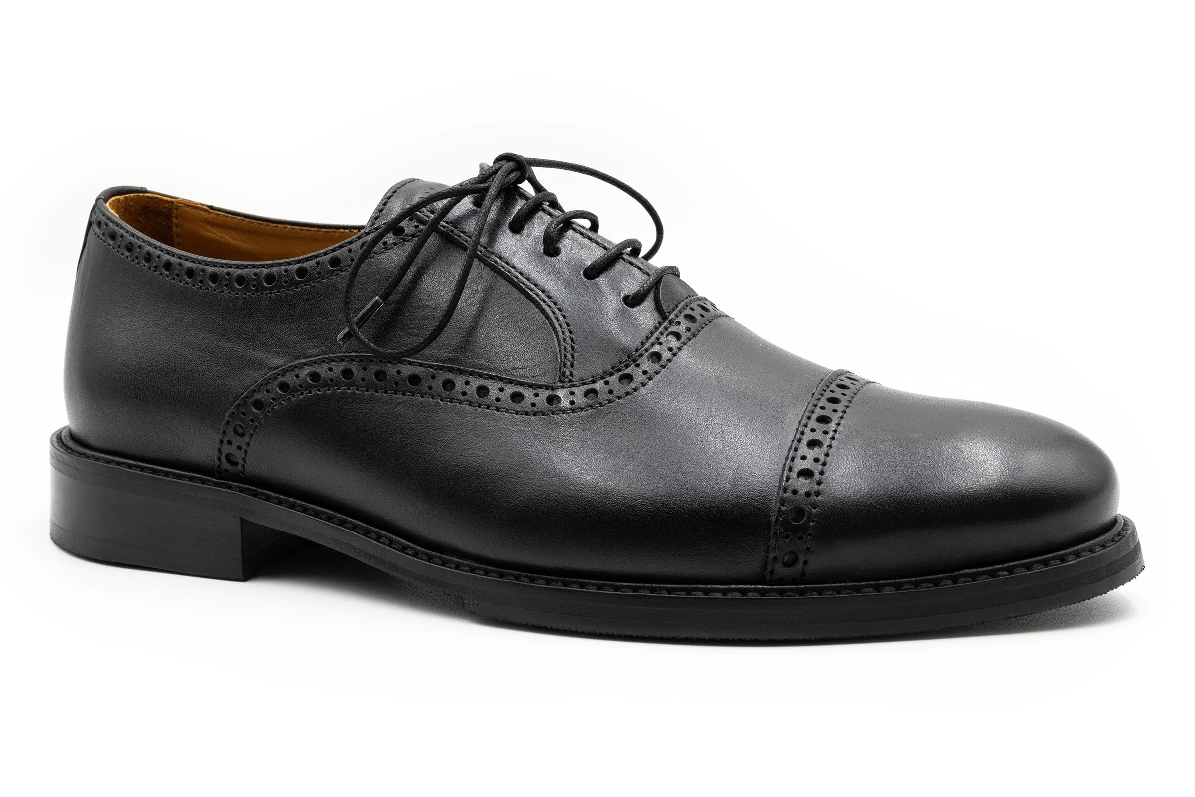 Cambridge Calf Leather Cap Toe - Black