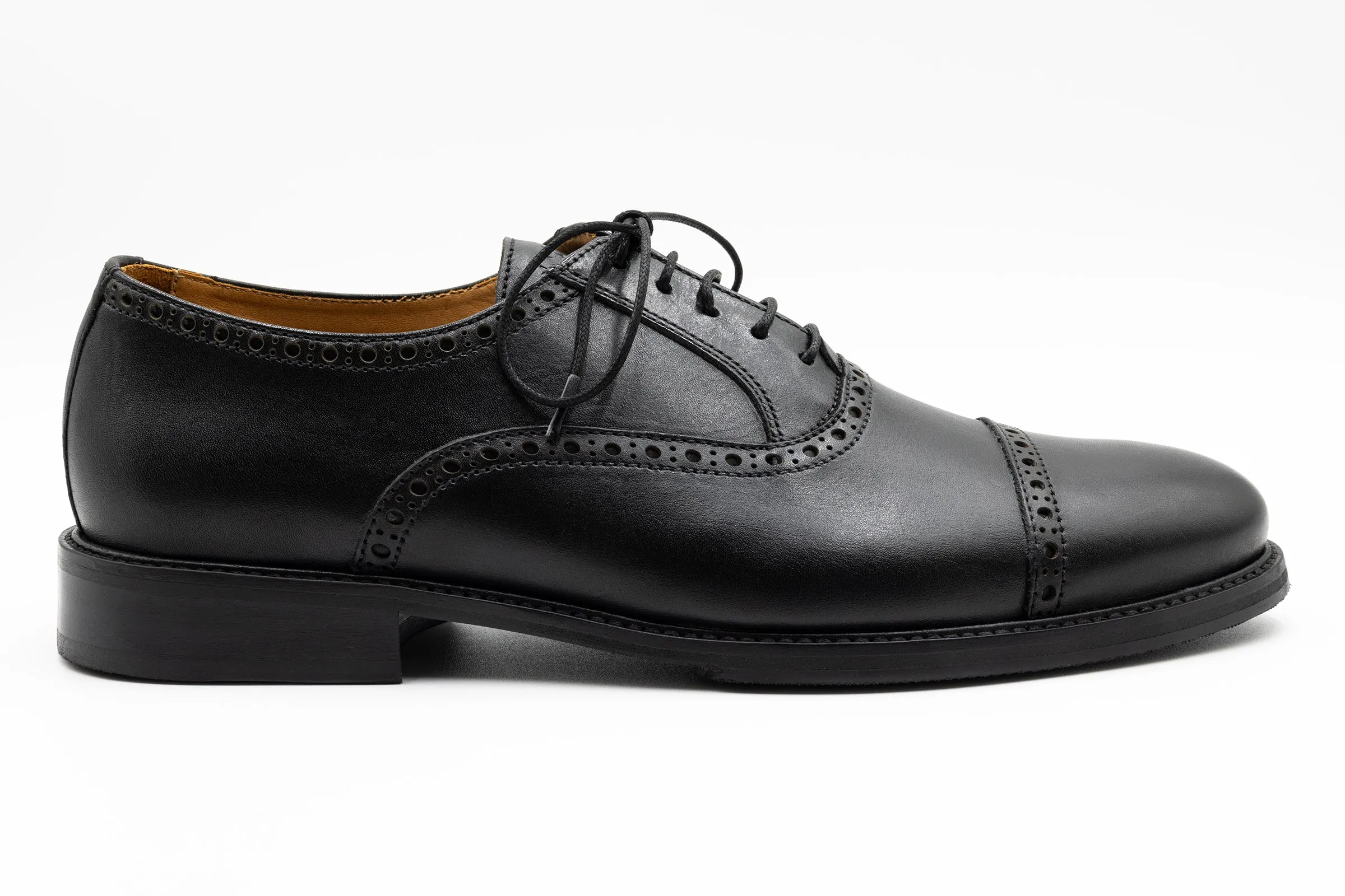 Cambridge Calf Leather Cap Toe - Black