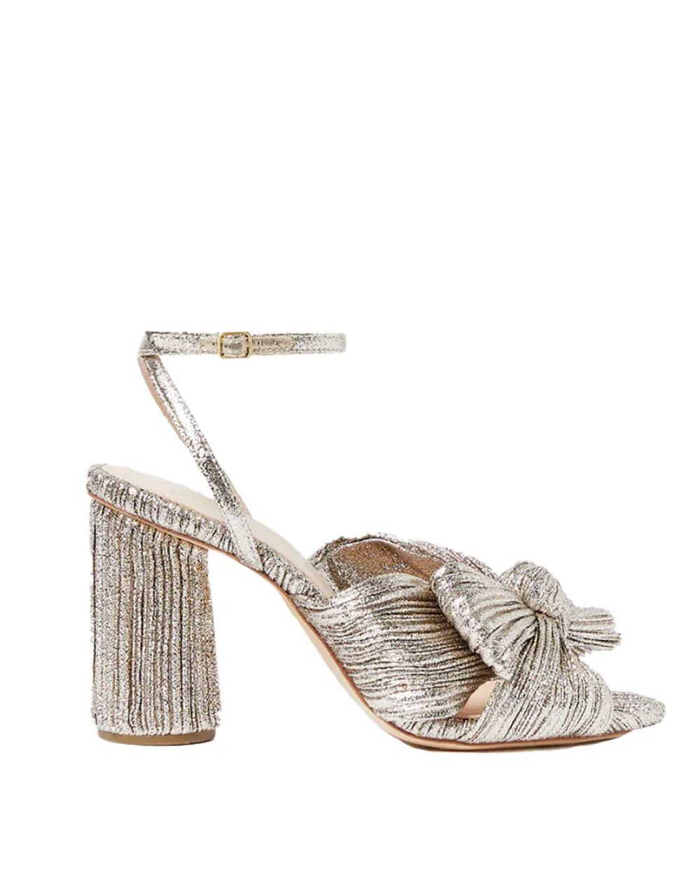 Camellia Knot Mule in Champagne