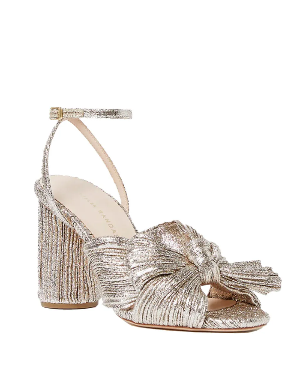 Camellia Knot Mule in Champagne