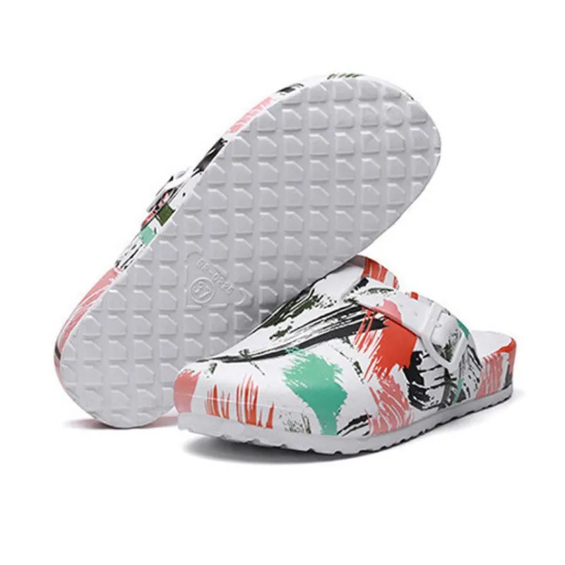 Cartoon Pattern Pillow Mules Slip On Shoes Soft Sole Buckle Belt Platform Casual Slides