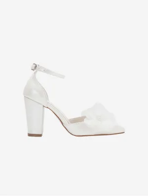 Cassia Vegan Leather Floral Block Wedding Heels | Ivory