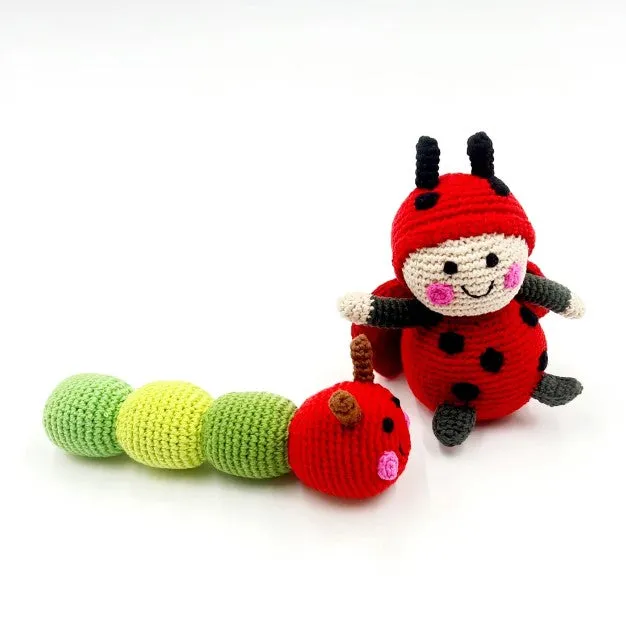 Caterpillar Rattle Toy Green & Red