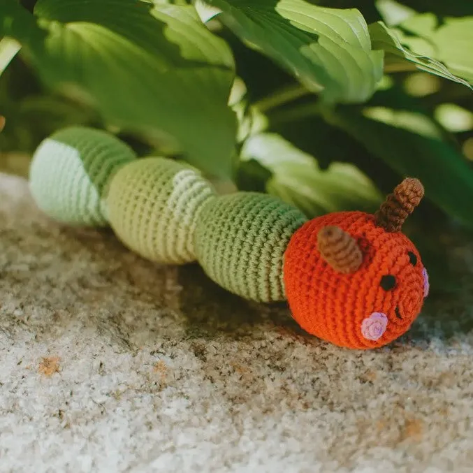 Caterpillar Rattle Toy Green & Red