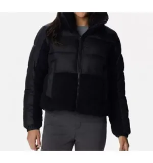 Chaqueta de plumón híbrida para mujer Columbia Leadbetter Point Sherpa (Negro)