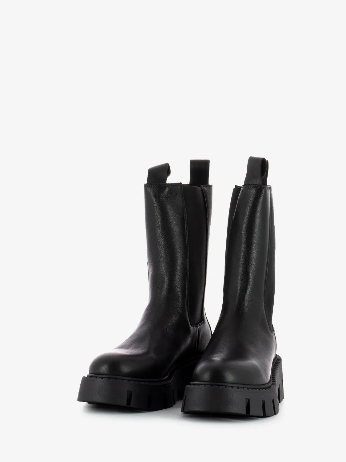 Chelsea boots platform in pelle nera