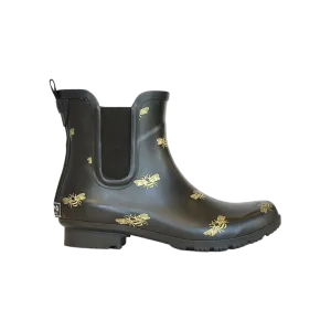 Chelsea Matte Black Bees Women’s Rain Boots