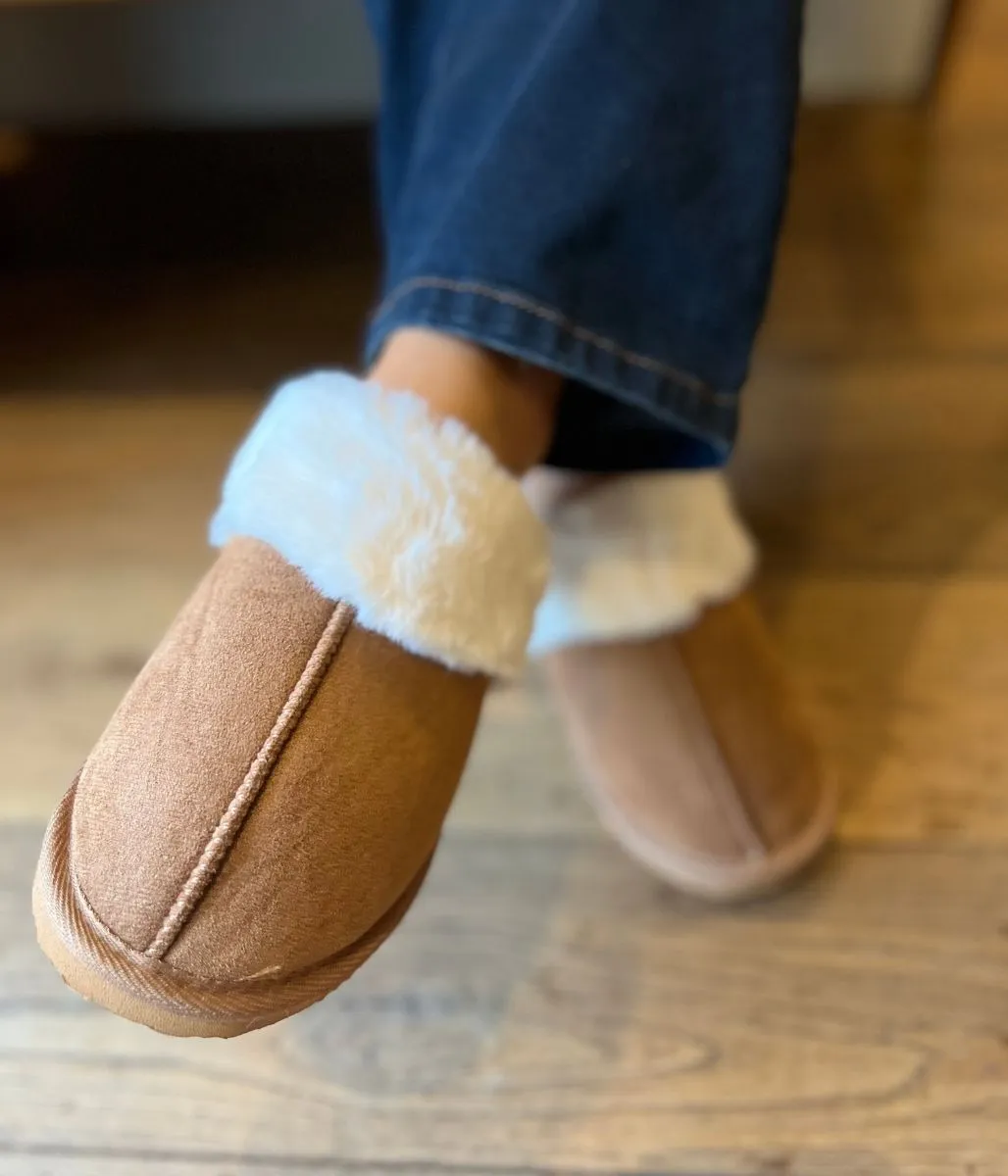 Chestnut Faux Fur Mule Slippers