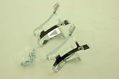 CHROME STEEL MTB BIKE TOE CLIPS DOUBLE PRONG MEDIUM-LARGE PRESENT