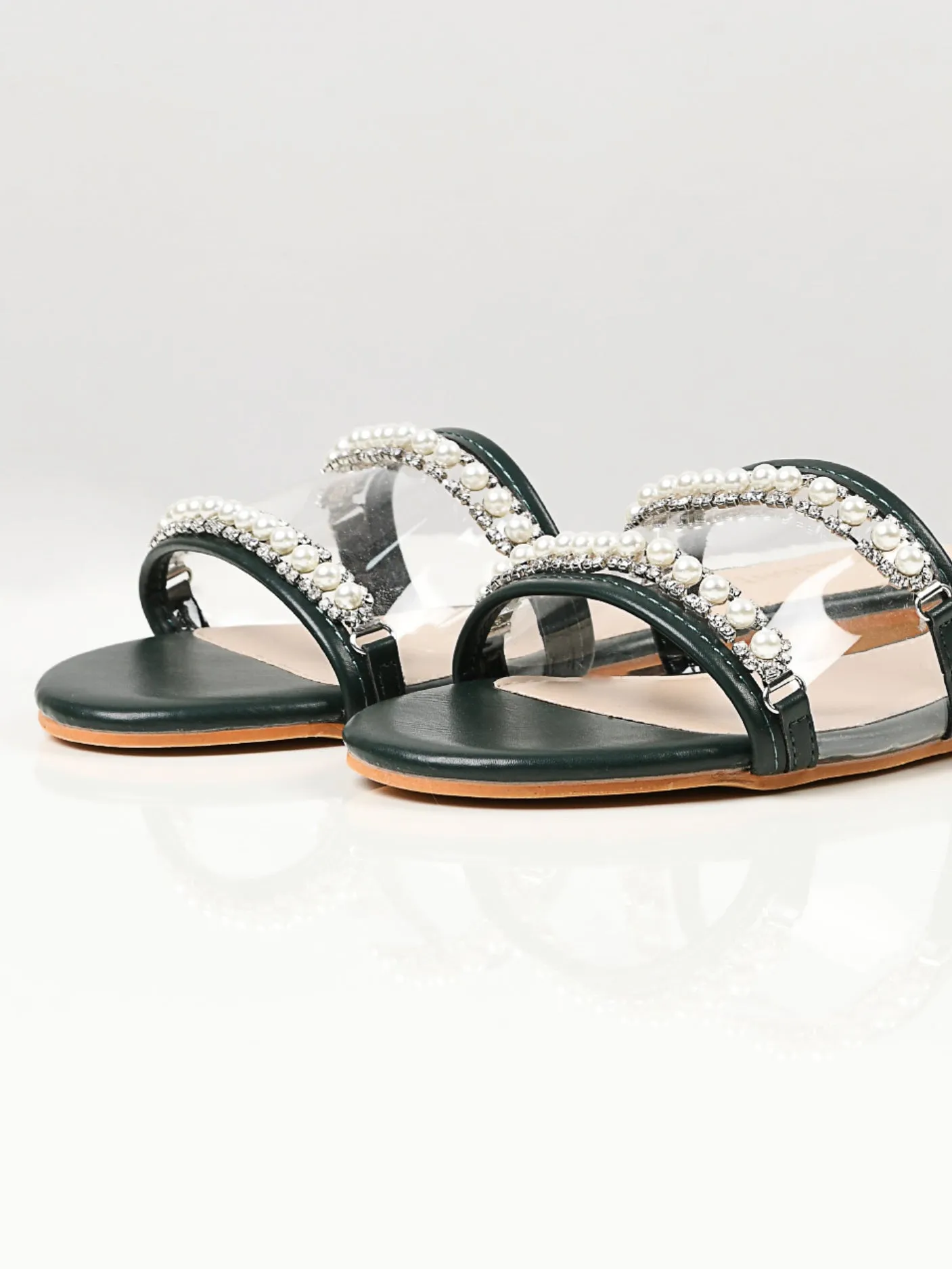 Clear Strap Slides - Green