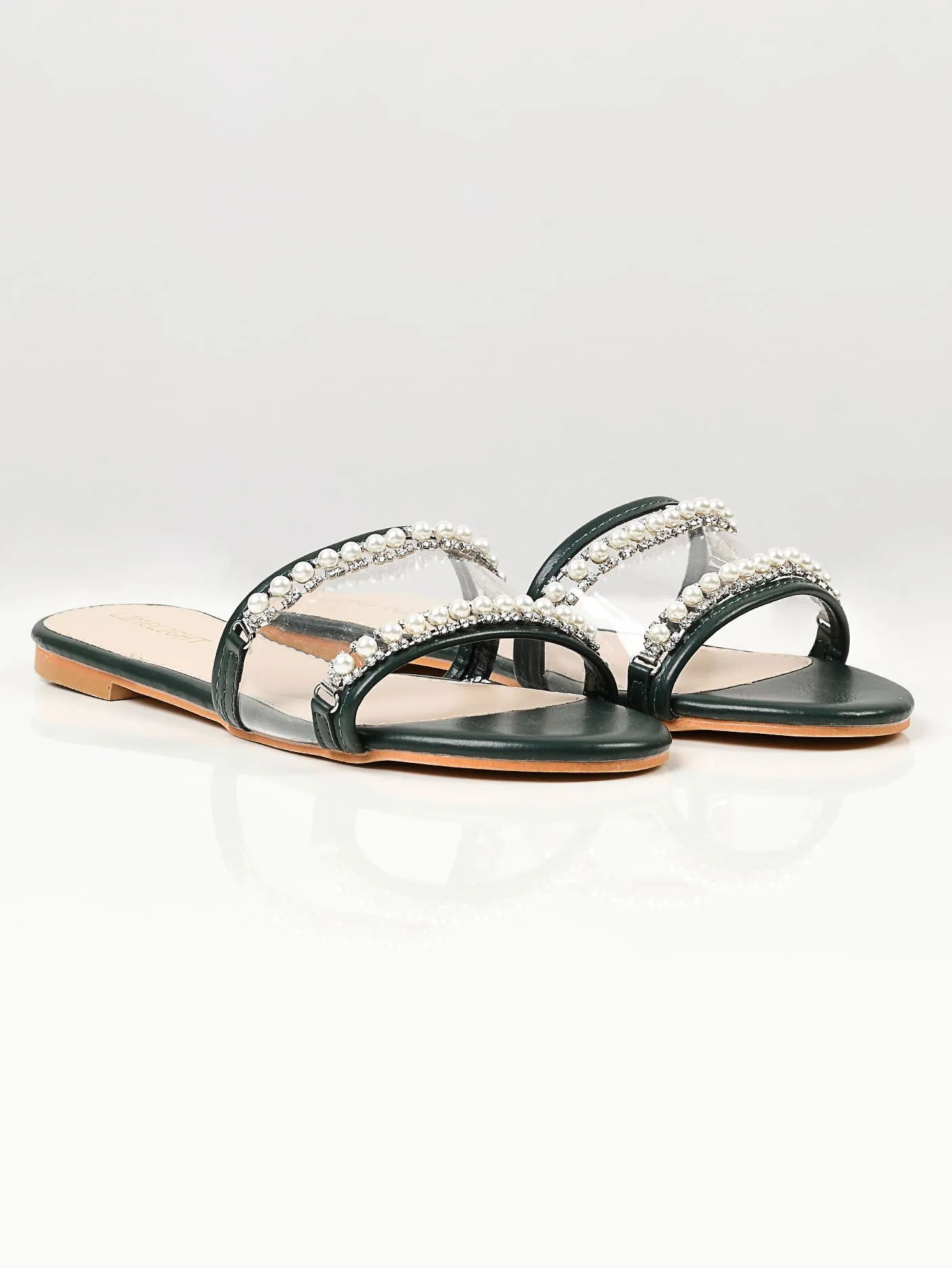 Clear Strap Slides - Green